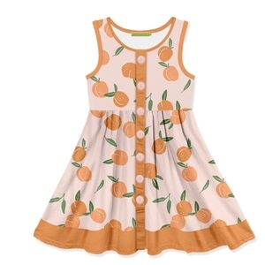 Orange Print Kids Dress